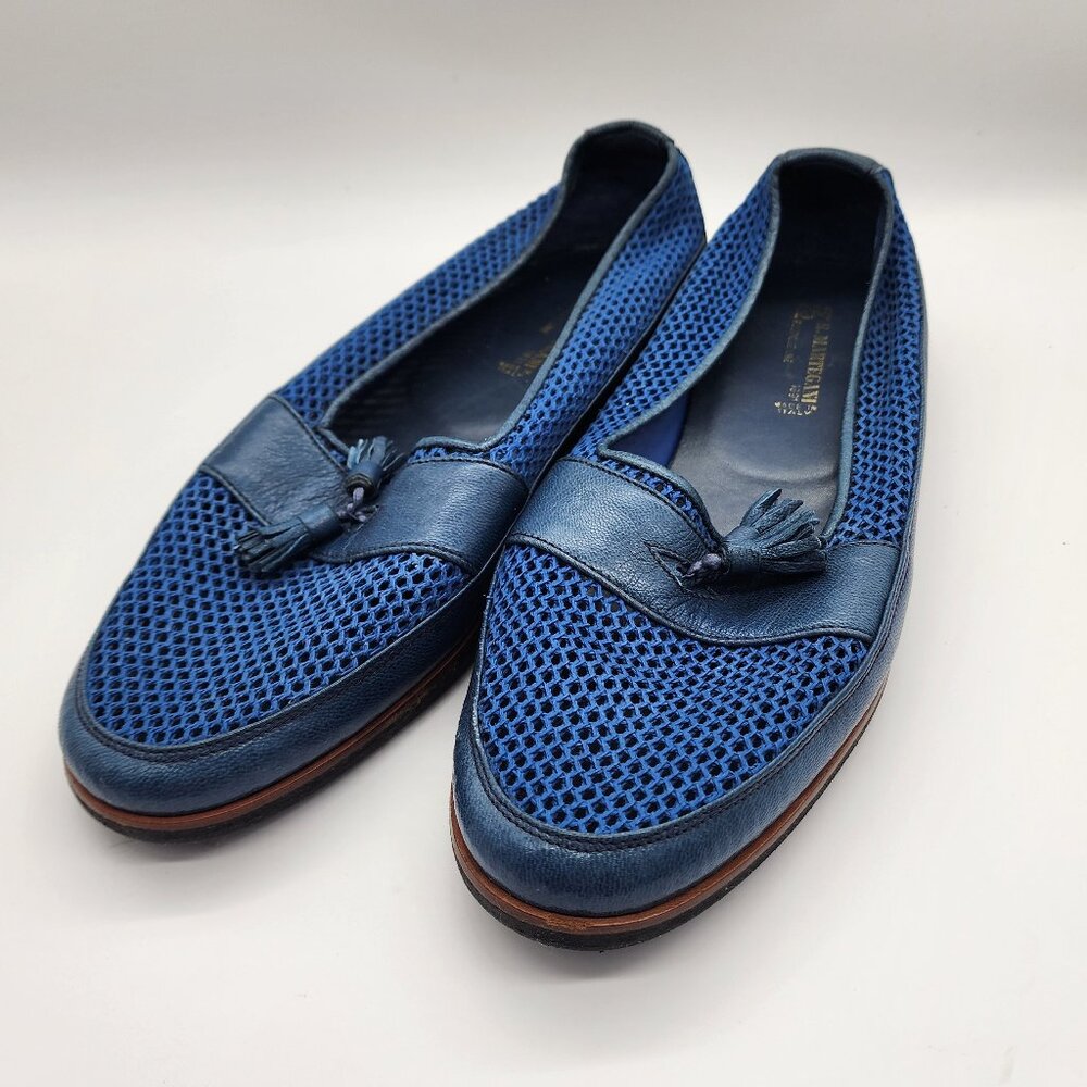 R. Martucci Women's Blue Mesh Tassel Loafers Size 8.5 US Made in Italy